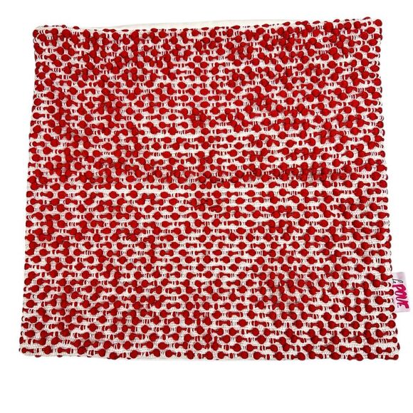 Le Pouf Textured Pillow Covers Red Cream No Pillow - Picture 2 of 10